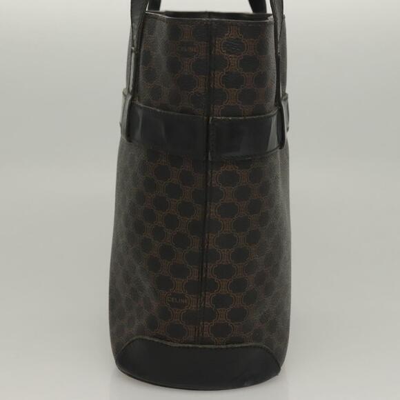 CELINE Macadam Canvas Hand Bag Pvc Leather Black Gold - Picture 4 of 13